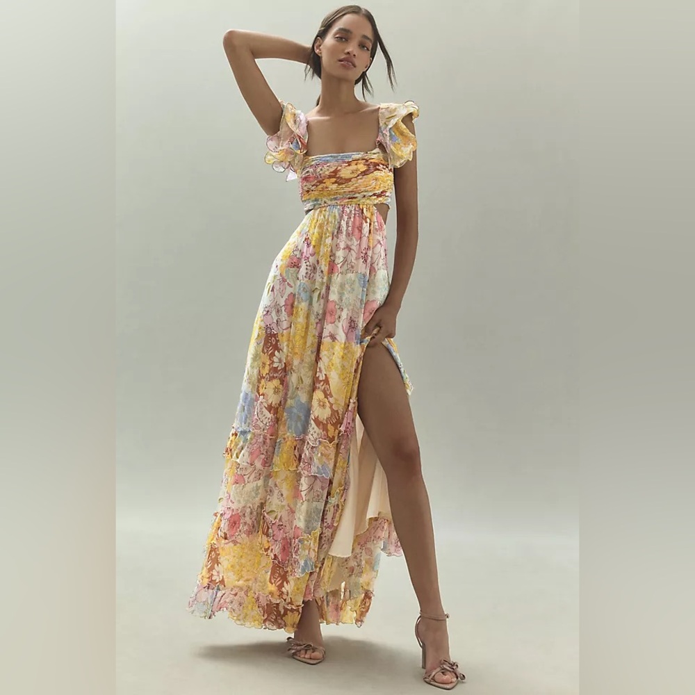 BHLDN Pastel Floral Maxi Dress